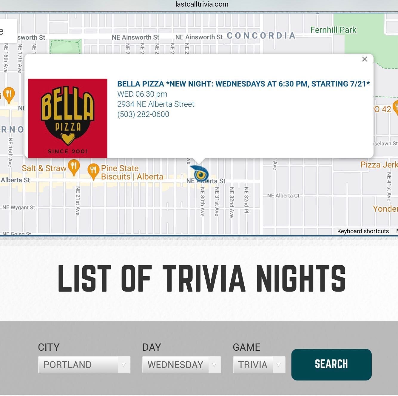 REMINDER: Trivia Night at Bella Pizza is Tonight, Wednesday @ 6:30 PM.  C&rsquo;mon down to Bella Pizza and compete for Prizes and enjoy $3.00 Slices, 1/2 Price Craft-Brew Pints and Pitchers, and $5.00 Craft Cocktails &amp; Wines. 
Www.BellaPizzaPDX.